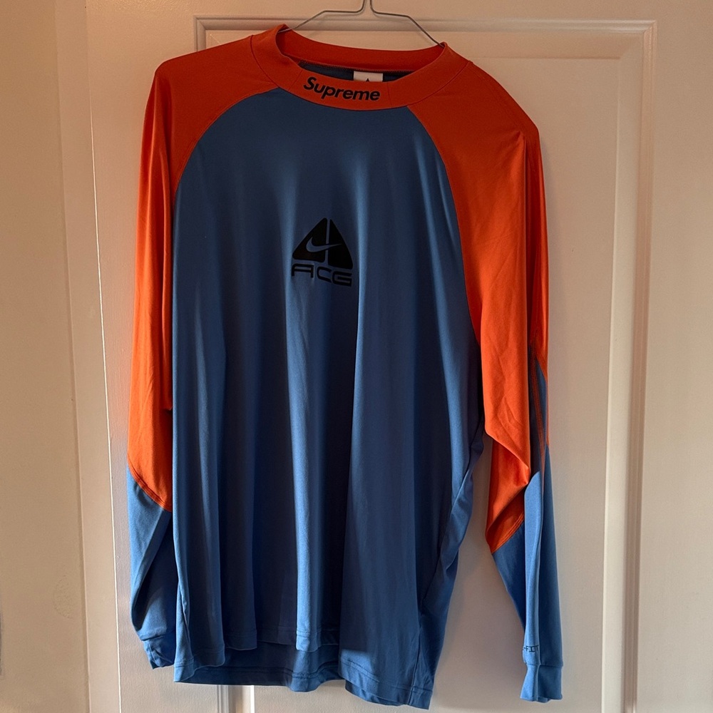 Supreme Long Sleeve Shirt in Blue and Orange